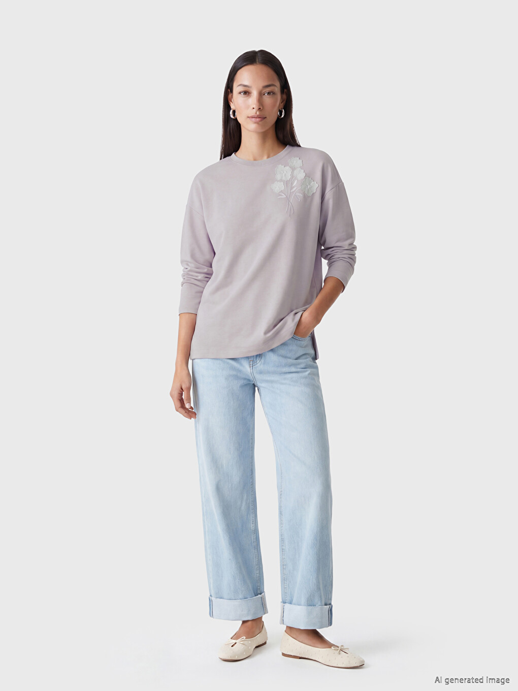 Embroidered Oversize Soft Touch Women's Tunic-1