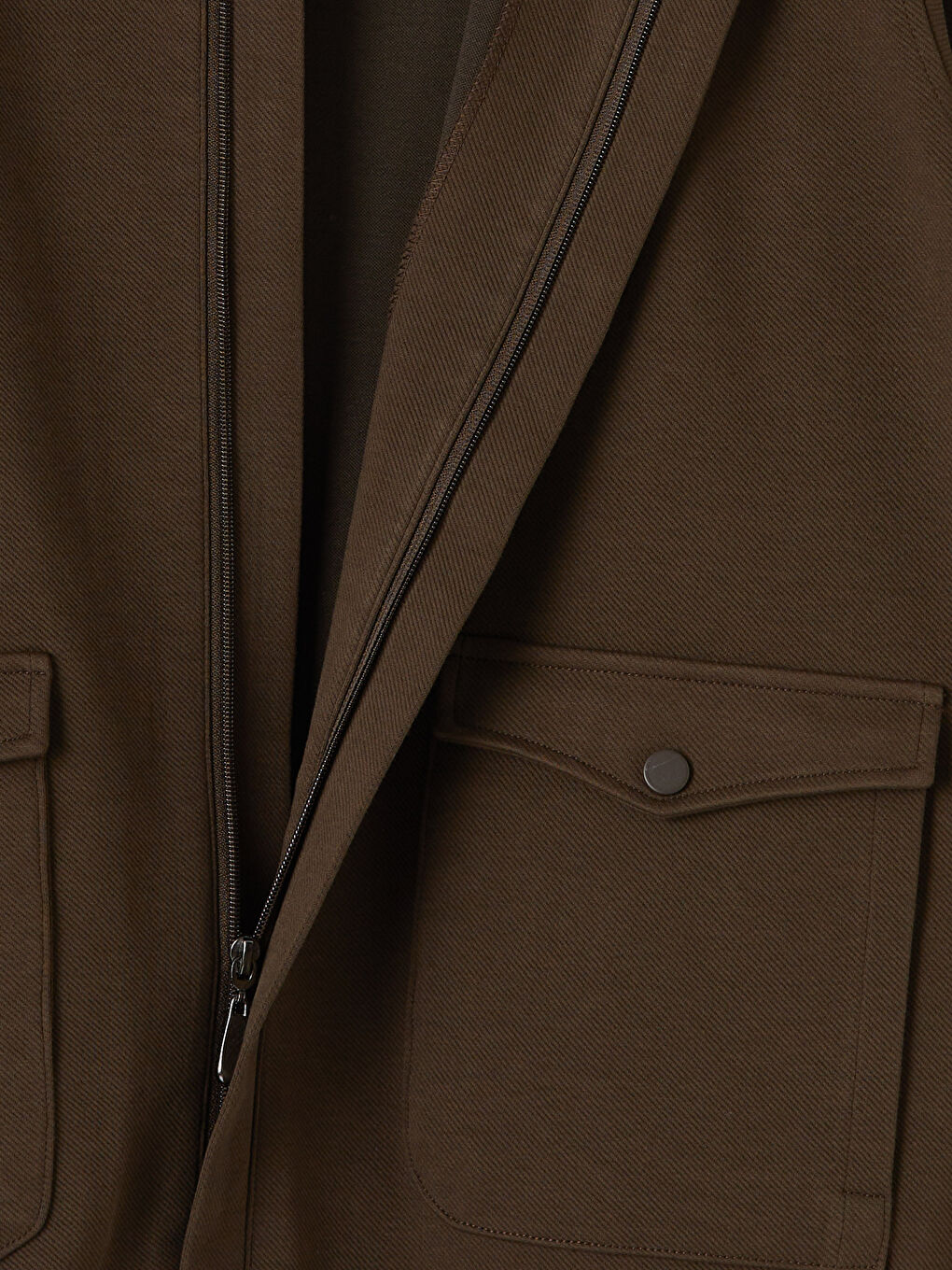 Kahverengi Polo Yaka Erkek Fermuarlı Sweatshirt-3