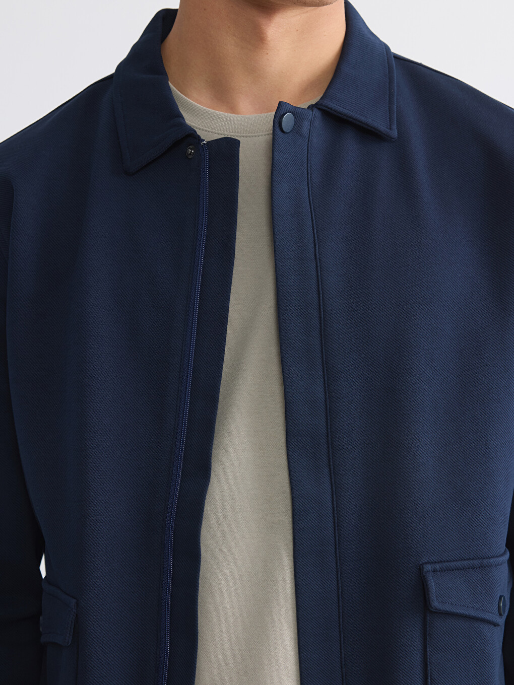 İndigo Polo Yaka Erkek Fermuarlı Sweatshirt-2