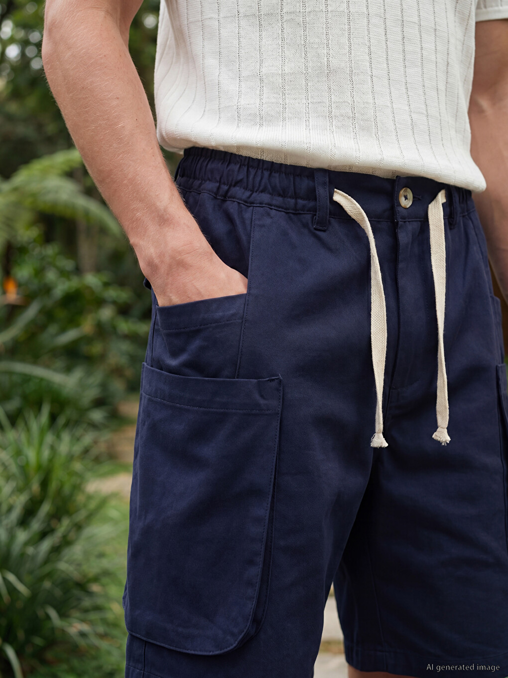 Lacivert Regular Fit Erkek Kargo Şort-2