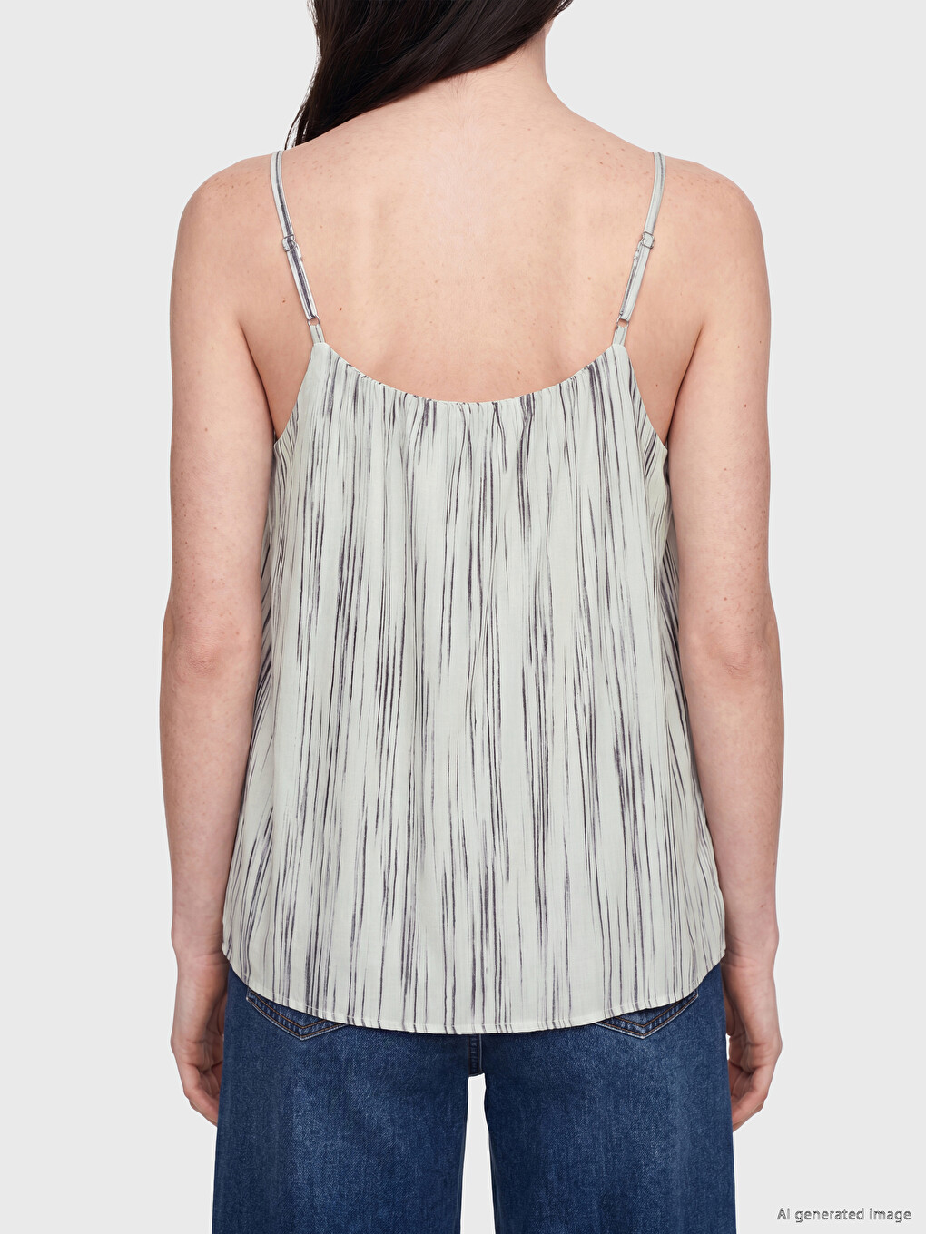 U Neck Strappy Patterned Blouse-3
