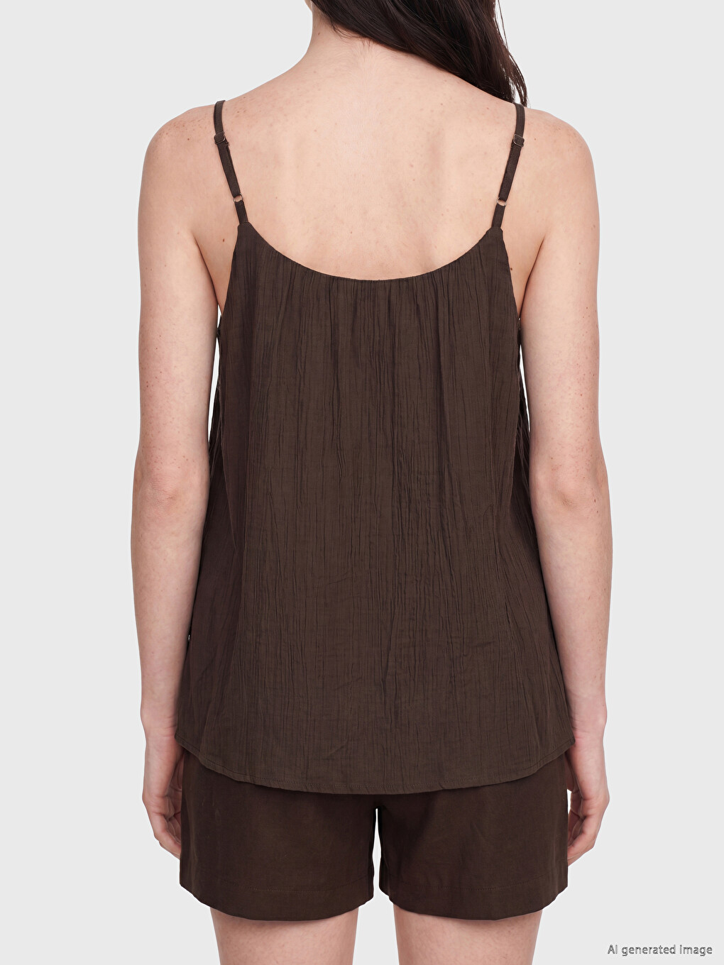 U Neck Strappy Textured Blouse-3