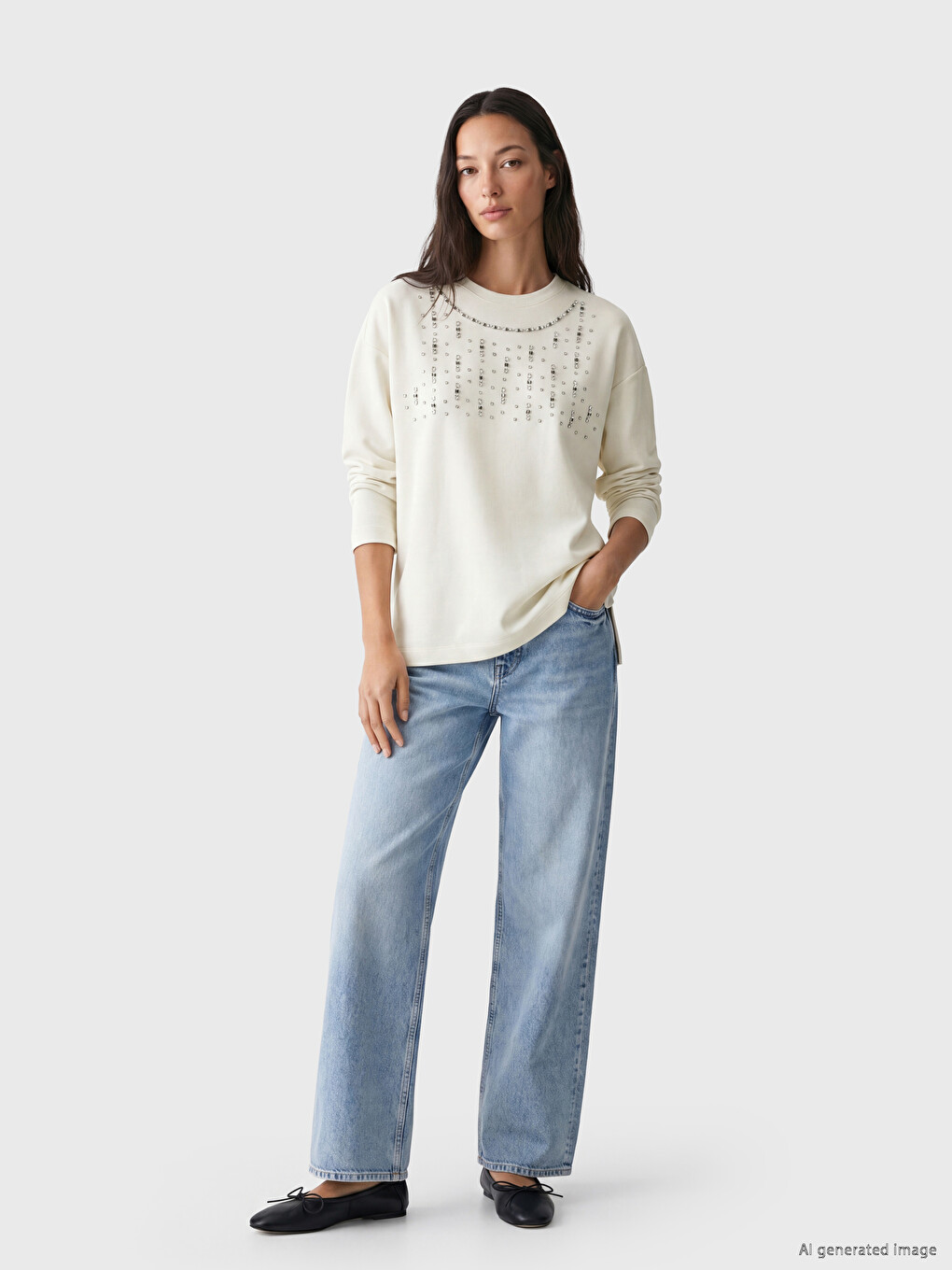 Rhinestone Embellished Soft Touch Women's Tunic-1