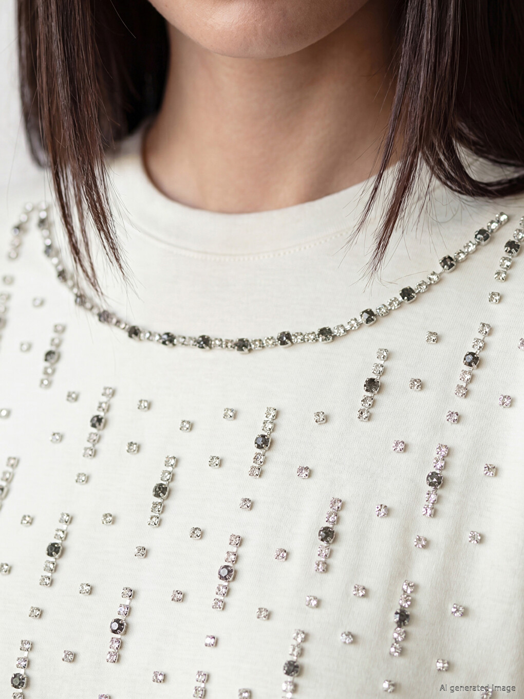 Rhinestone Embellished Soft Touch Women's Tunic-2