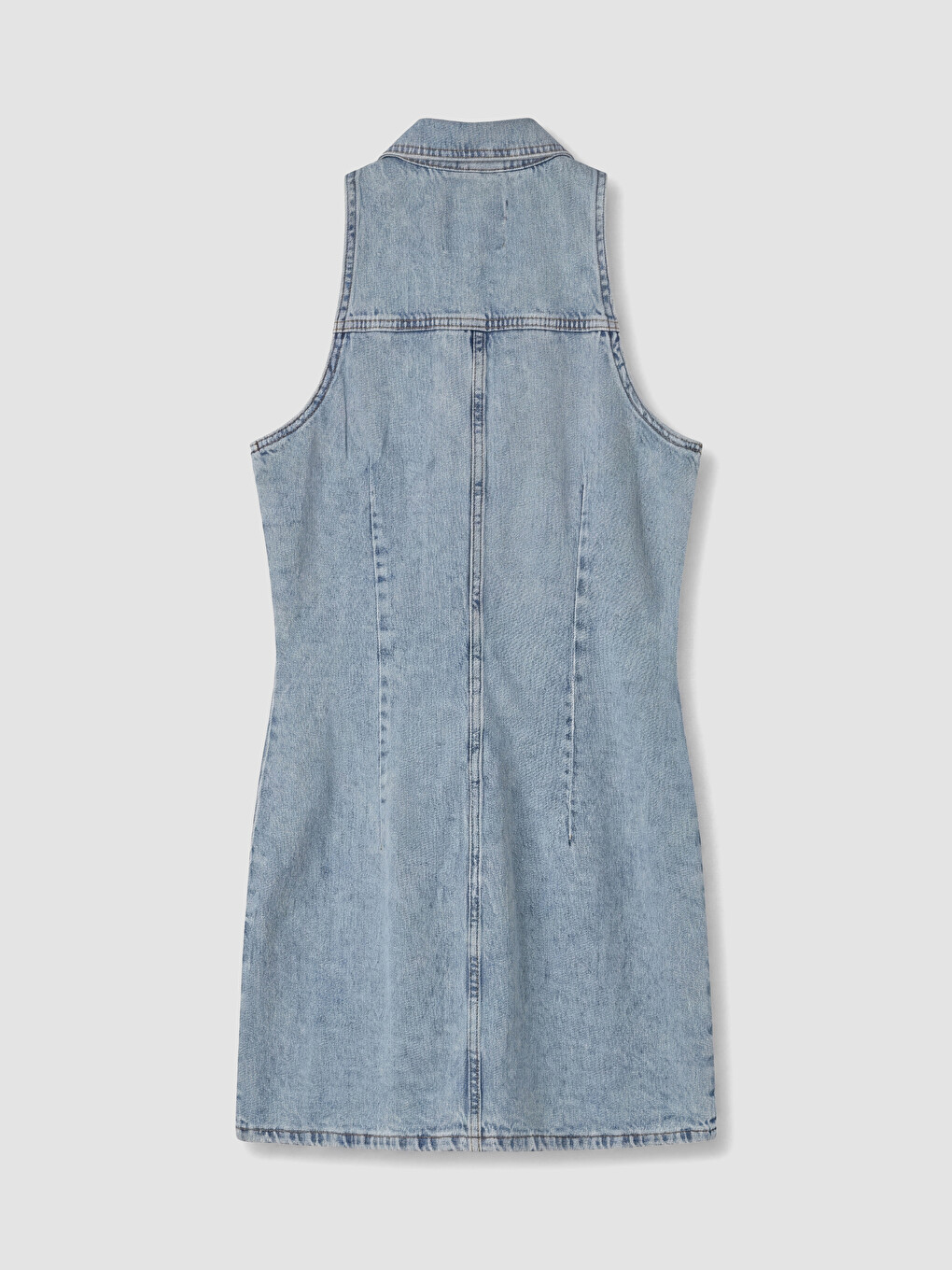 Rochie Mini din Denim cu Guler-2