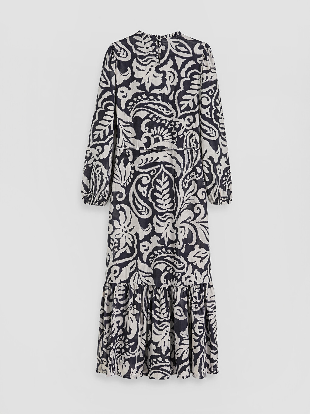 Frilled Mock Neck Patterned Dress-5