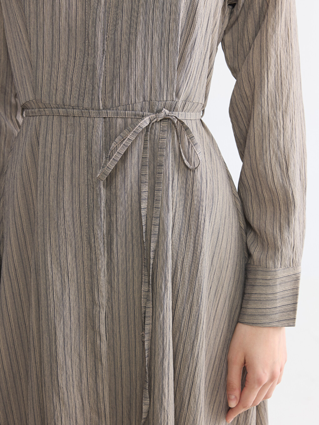 Striped Belted Shirt Dress-2