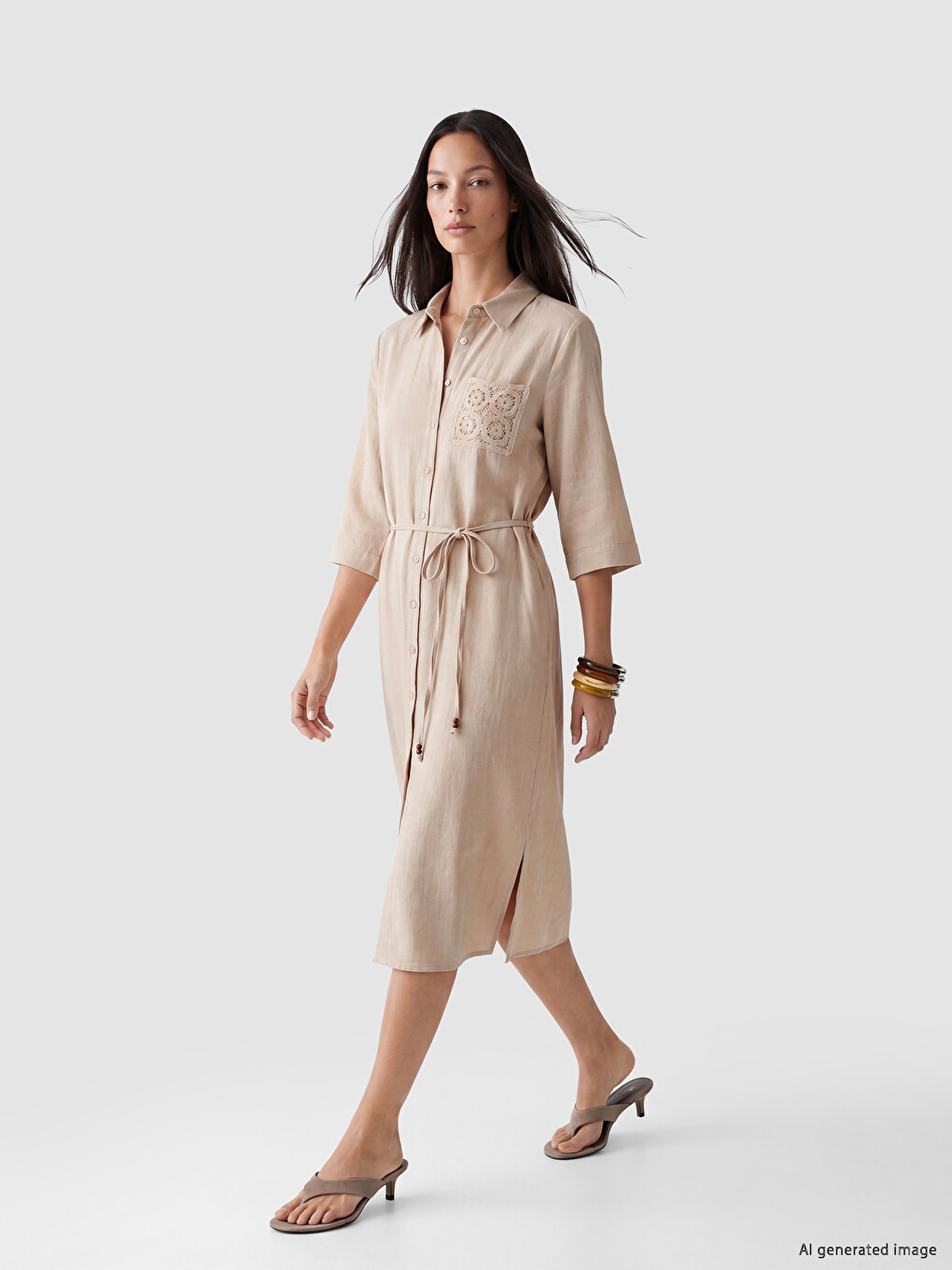 Collared Embroidered Muslin Dress-1