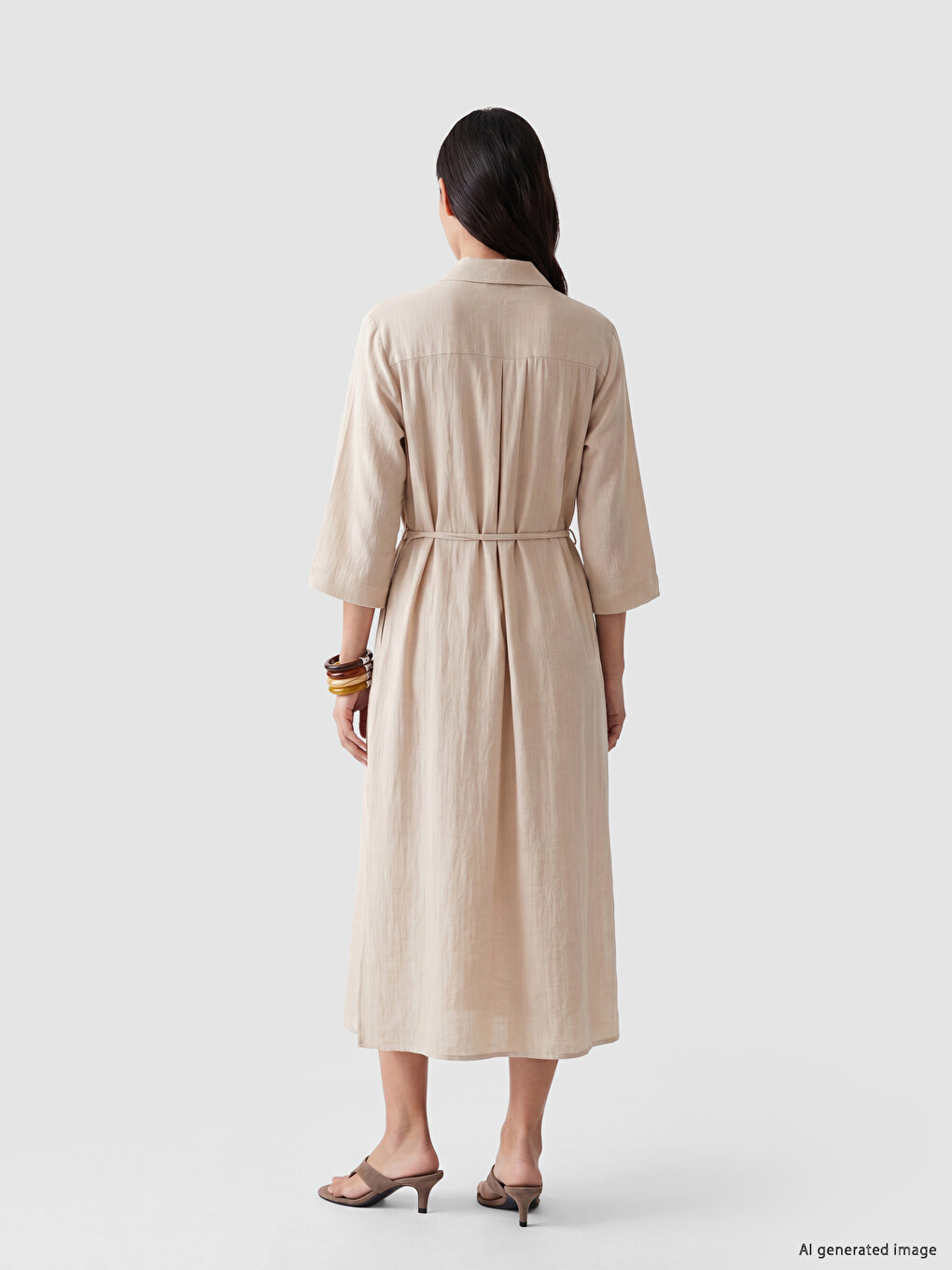 Collared Embroidered Muslin Dress-2