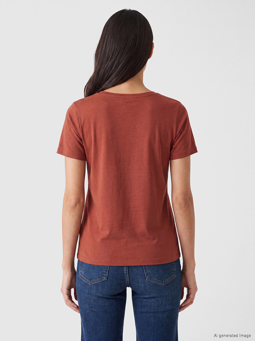 T-shirt Femme À Encolure En V En Mélange De Modal-3