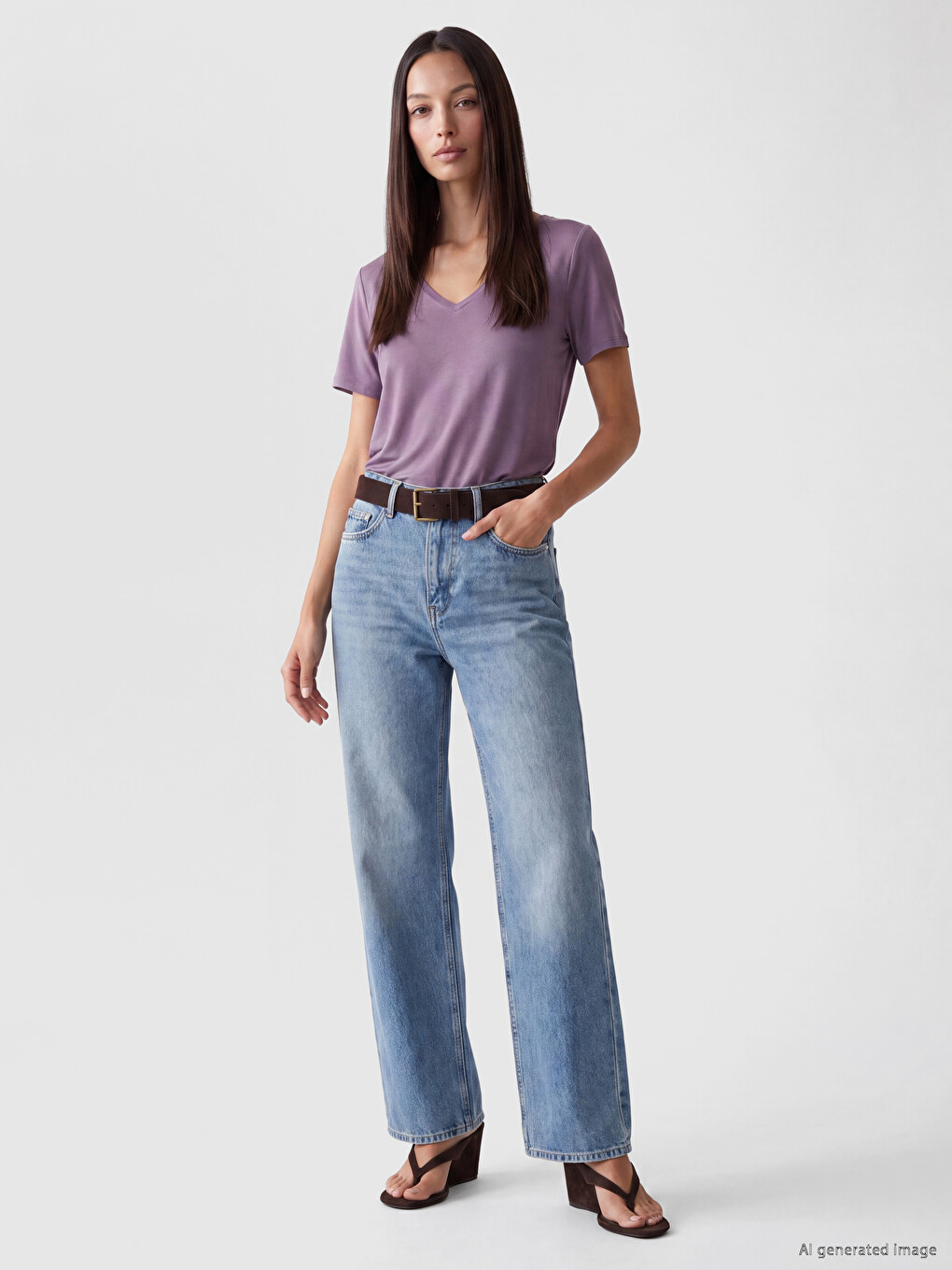 V Neck Modal Blend Women's T-shirt-1