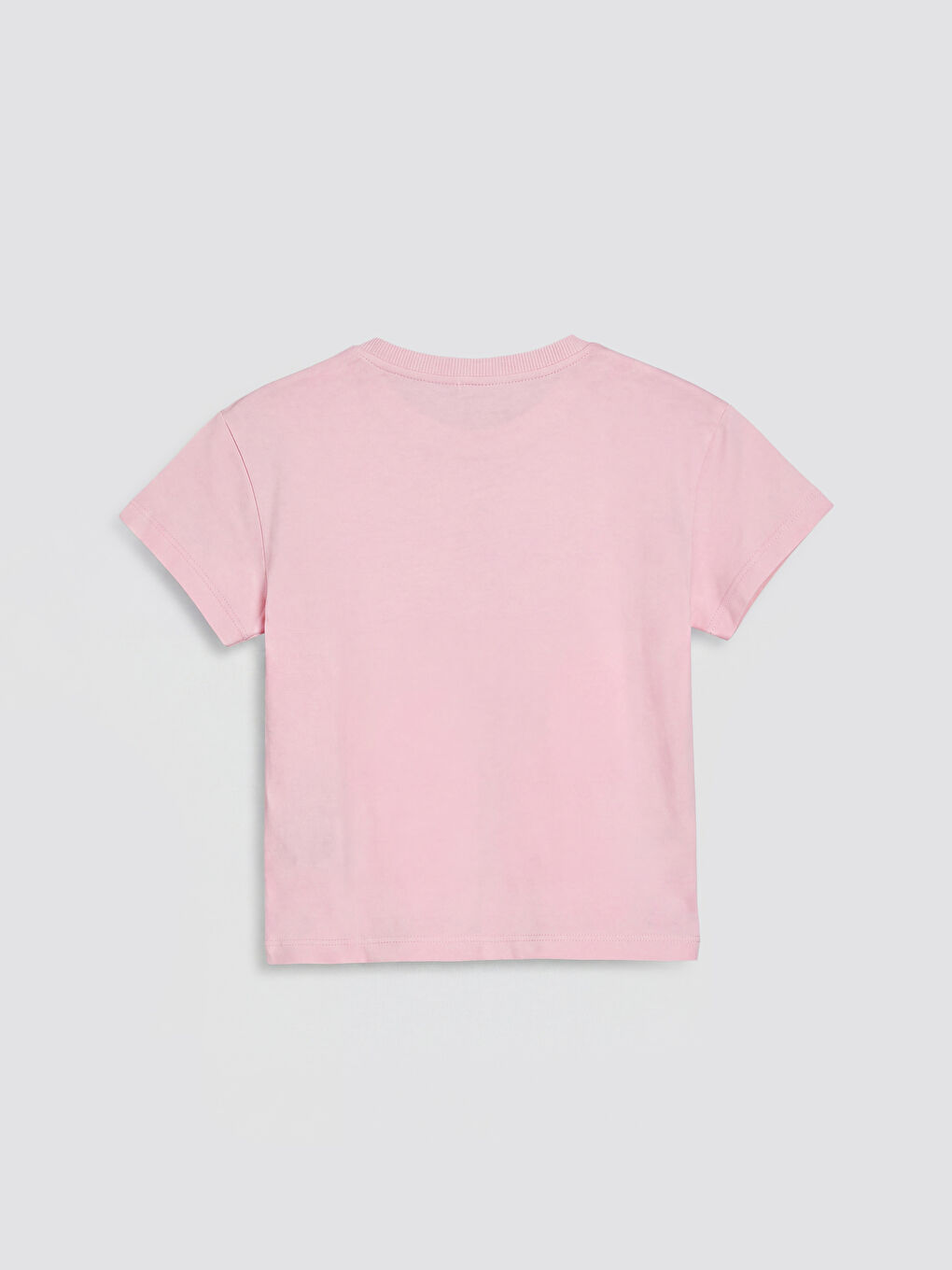 Pembe Bisiklet Yaka Nakışlı Kısa Kollu Kız Çocuk Tişört-1