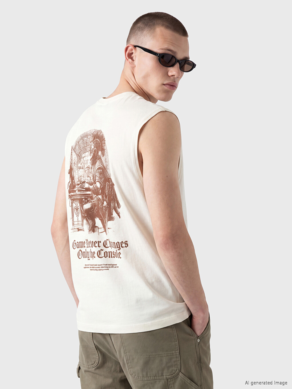 Crew Neck Printed Men's Sleeveless T-shirt