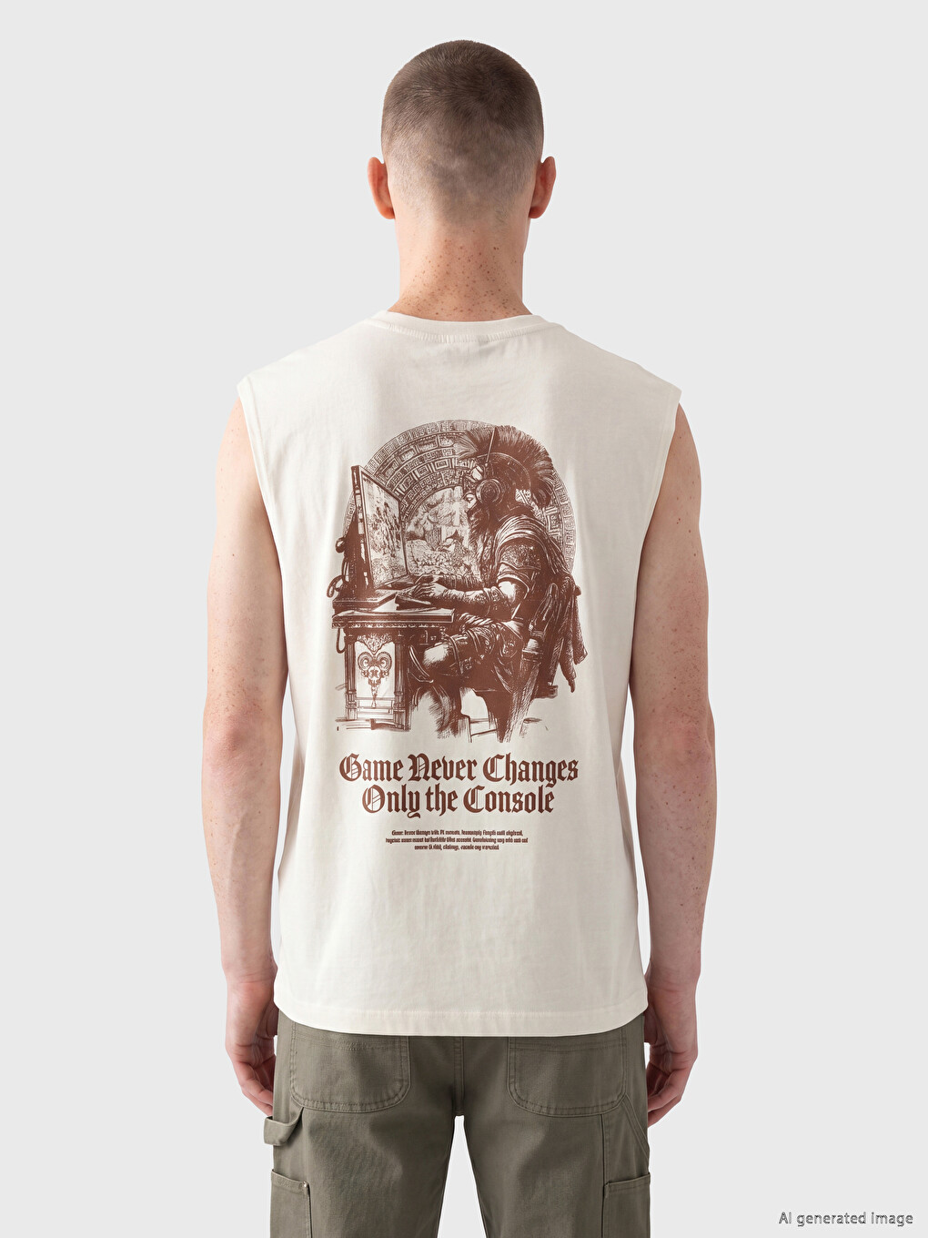 Crew Neck Printed Men's Sleeveless T-shirt-3