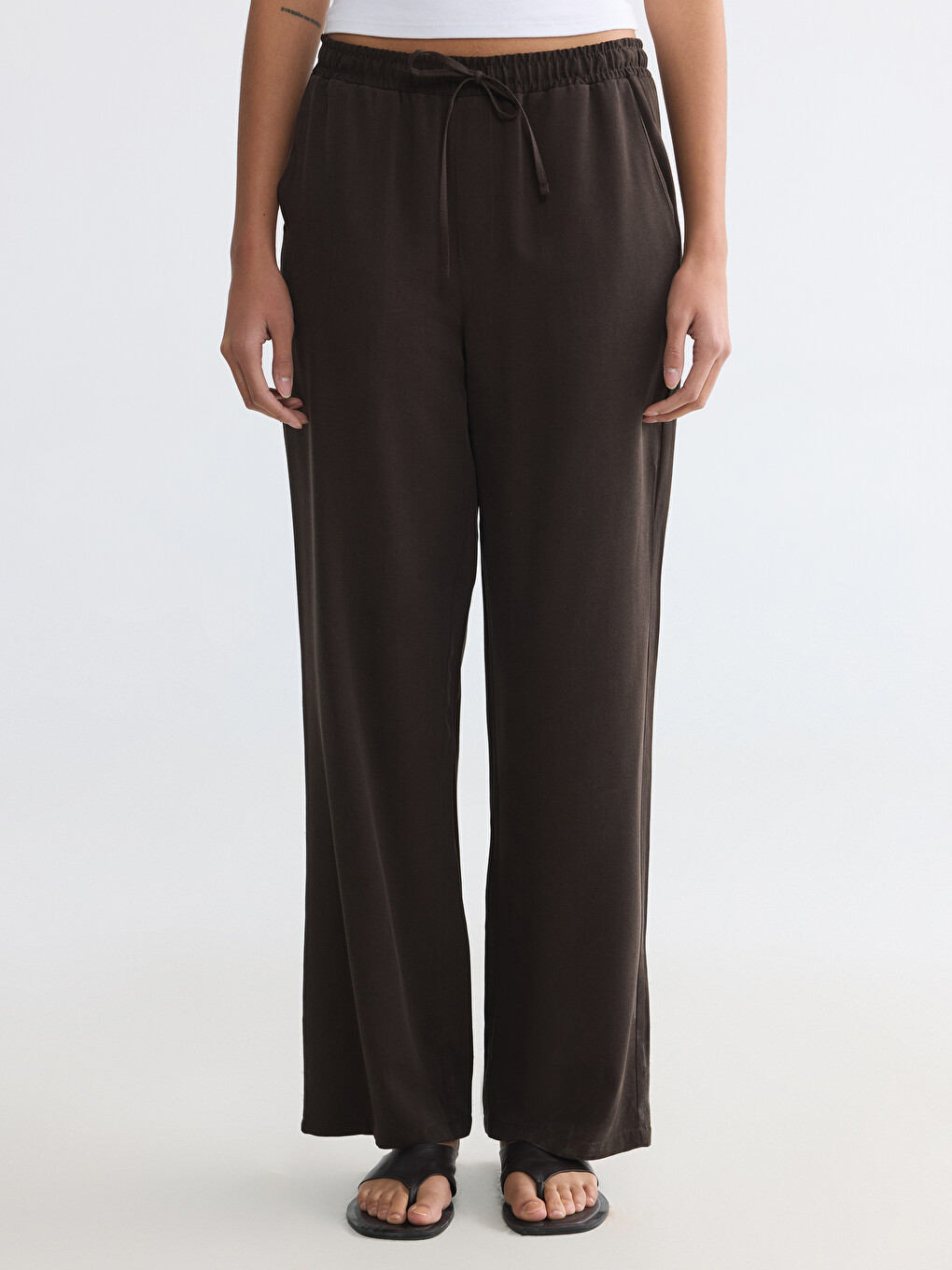 Elastic Waist Wide Leg Women's Trousers-1
