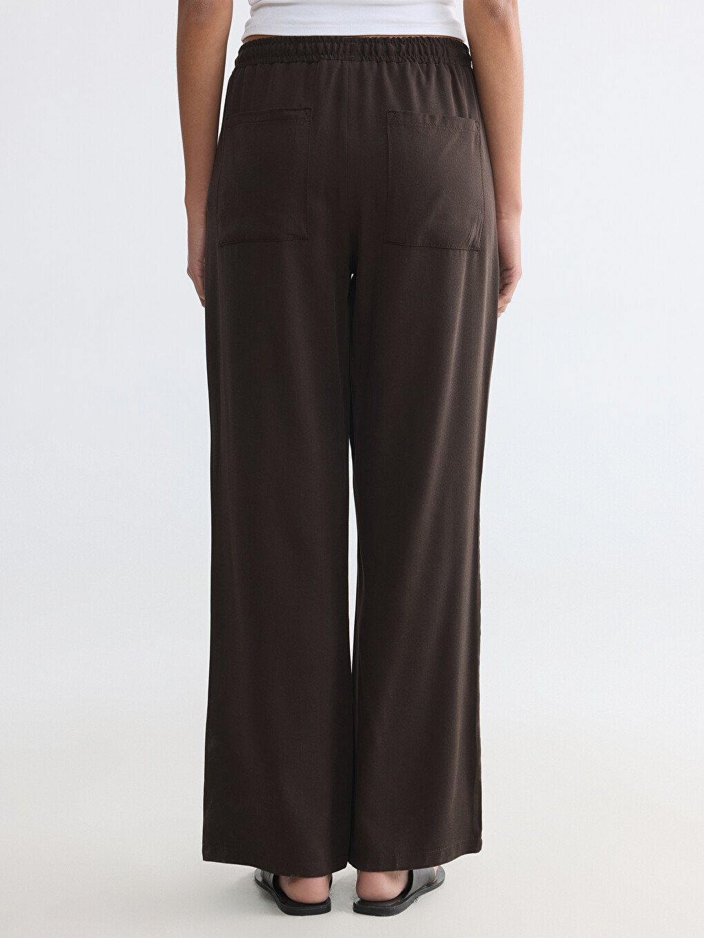Elastic Waist Wide Leg Women's Trousers-3