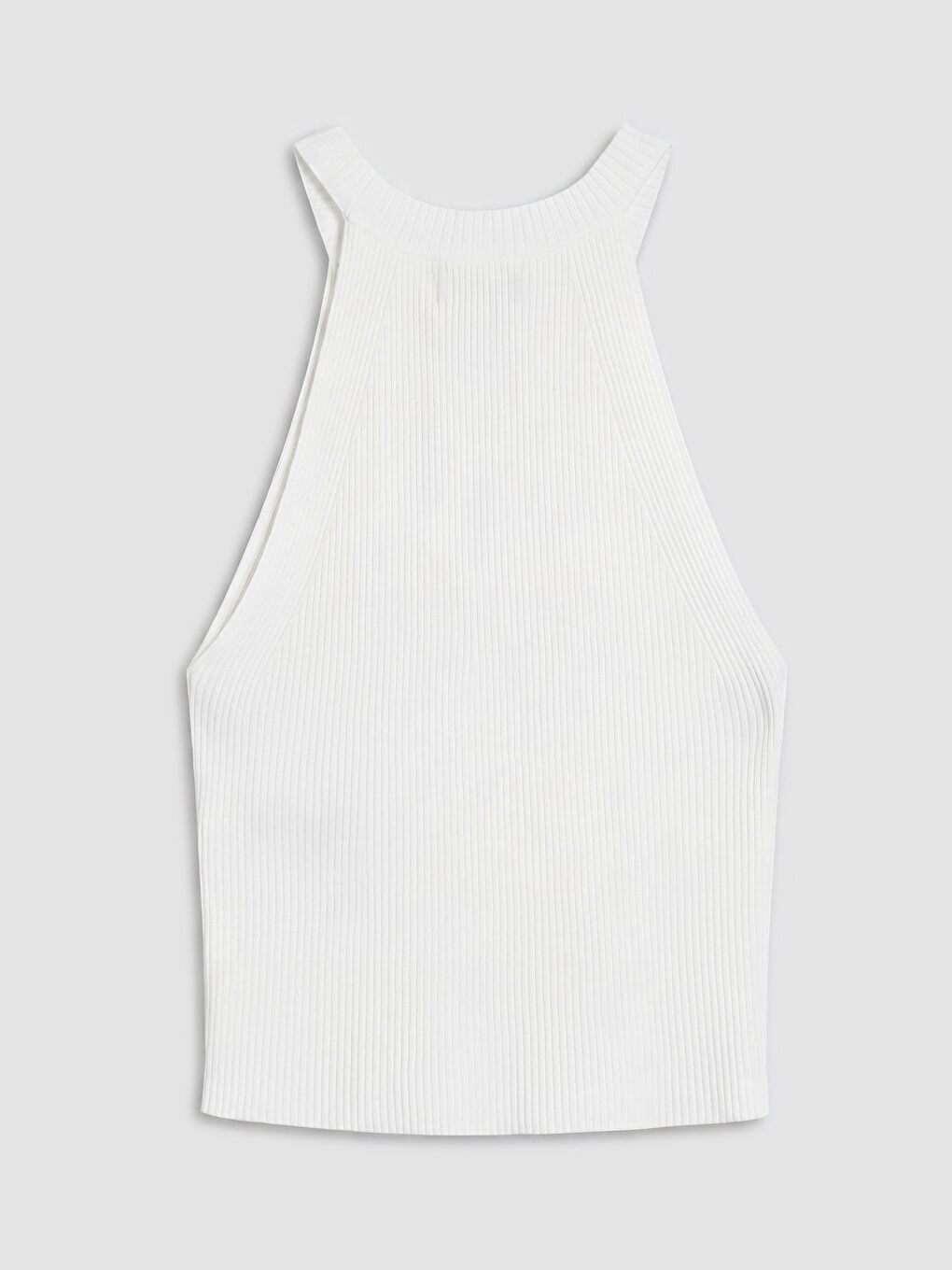 Ekru Halter Yaka Kadın Triko Atlet-1