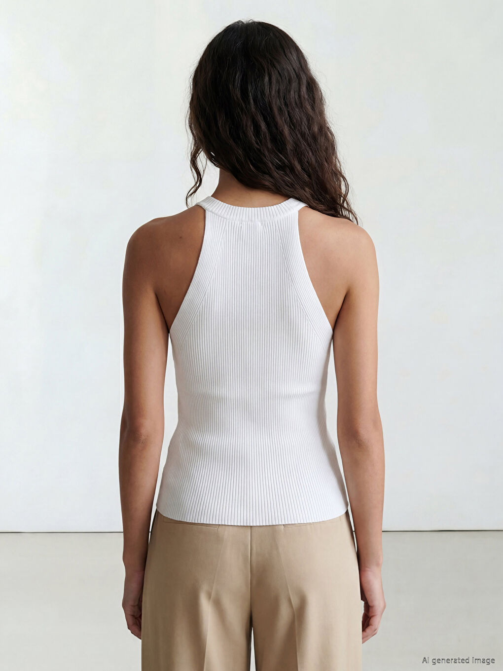 Halter Neck Women's Knitwear Tank Top-3
