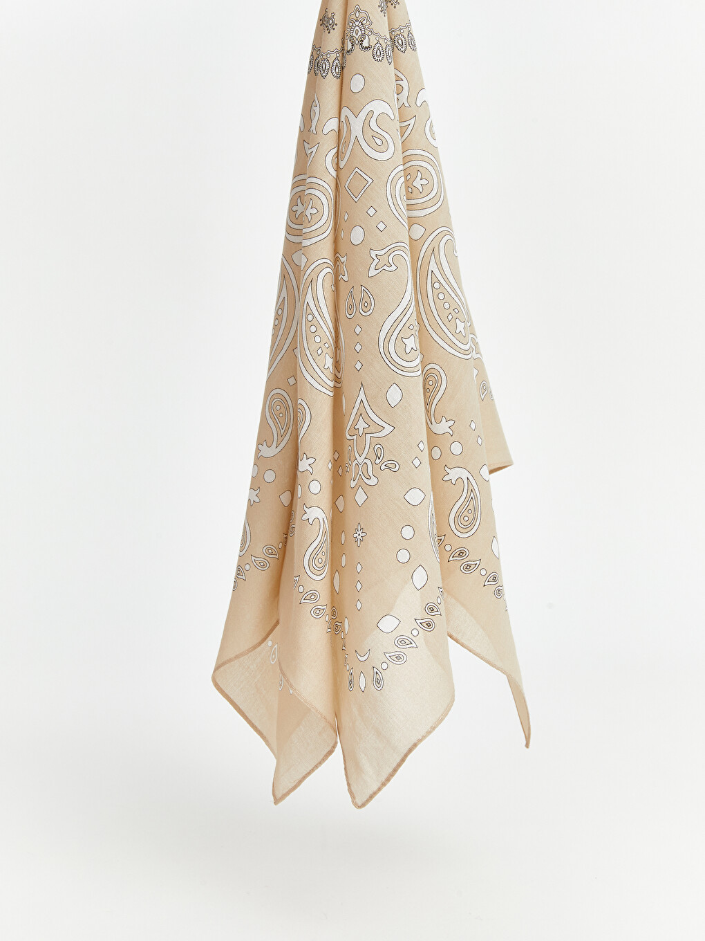 Bej Desenli Kadın Bandana-1