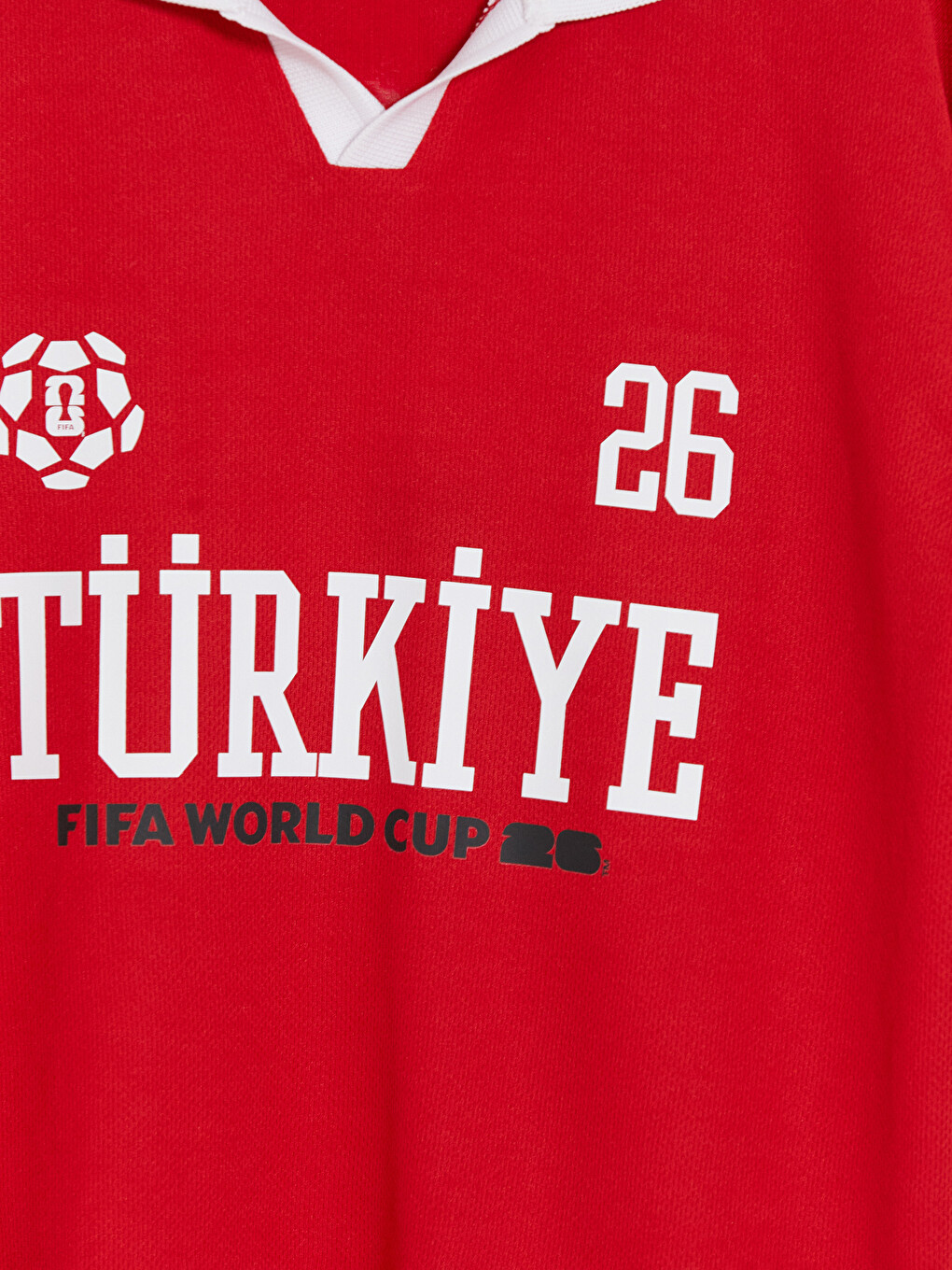 Kırmızı Polo Yaka FIFA World Cup Baskılı Erkek Çocuk Tişört-2
