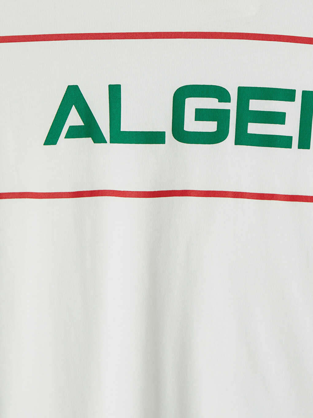 Beyaz Bisiklet Yaka Algeria Baskılı Erkek Çocuk Tişört-2