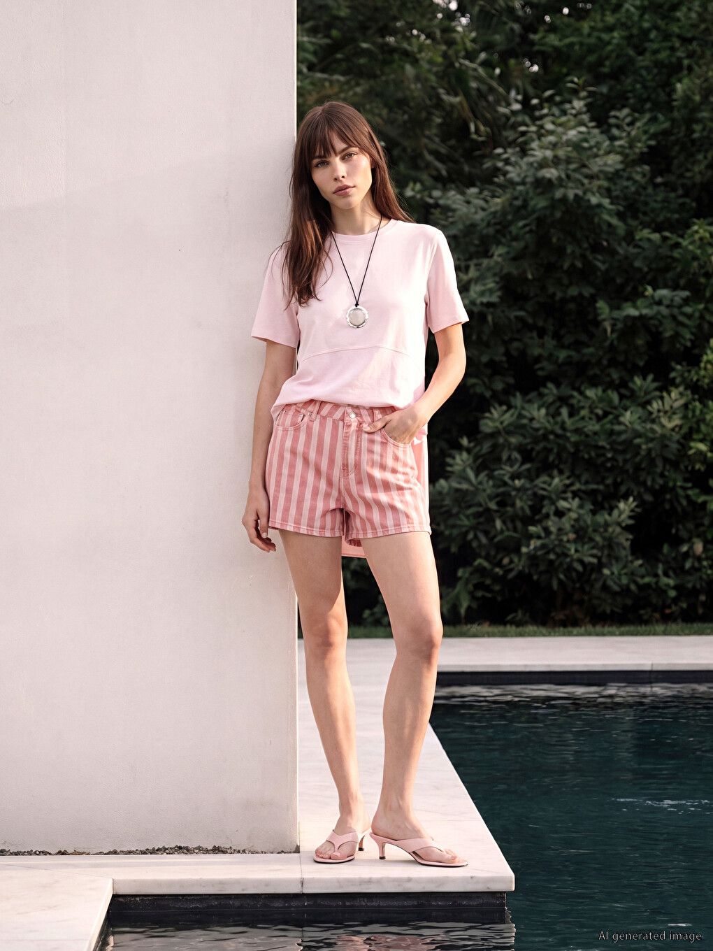 High Waisted Striped Women's Denim Shorts