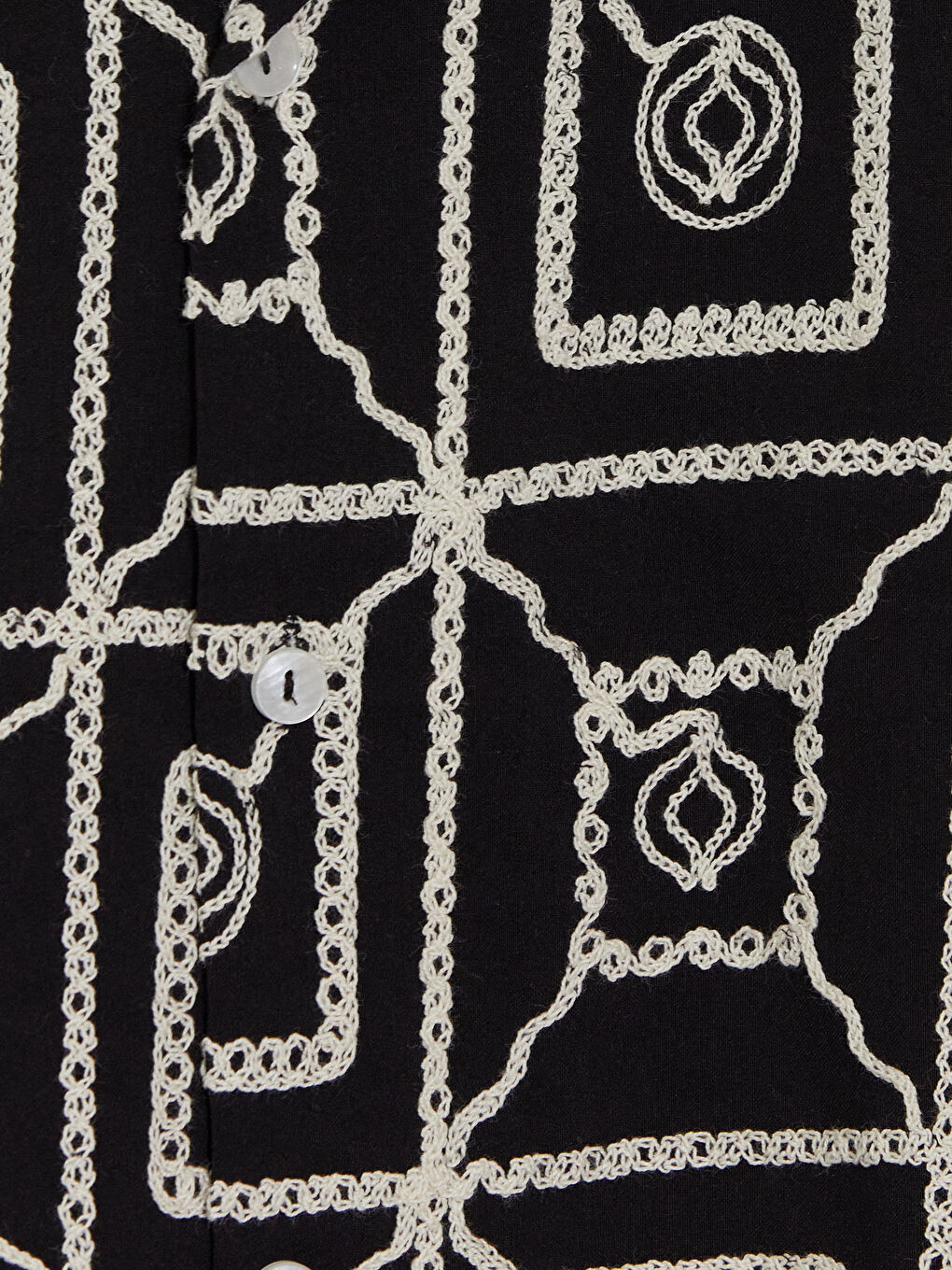 Siyah Regular Fit Desenli Erkek Gömlek-2