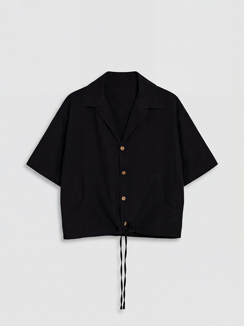 Siyah Loose Fit Erkek Gömlek-4