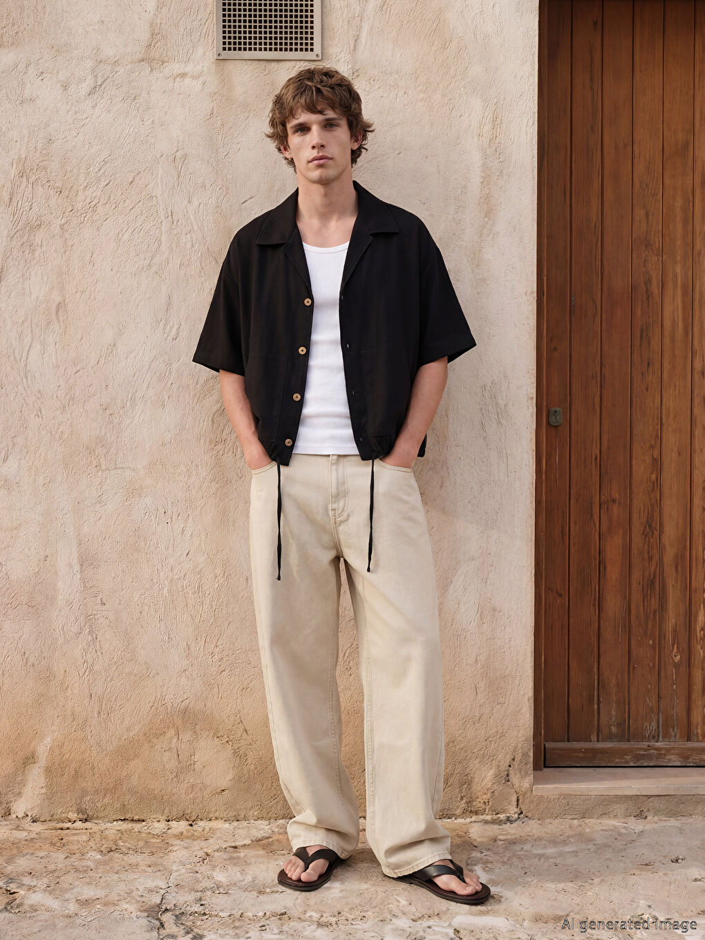 Siyah Loose Fit Erkek Gömlek-1