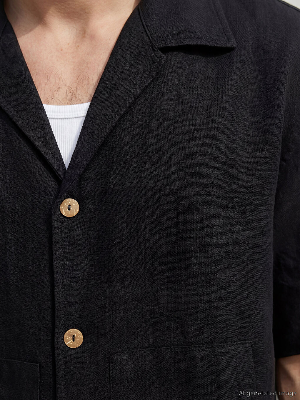 Siyah Loose Fit Erkek Gömlek-2