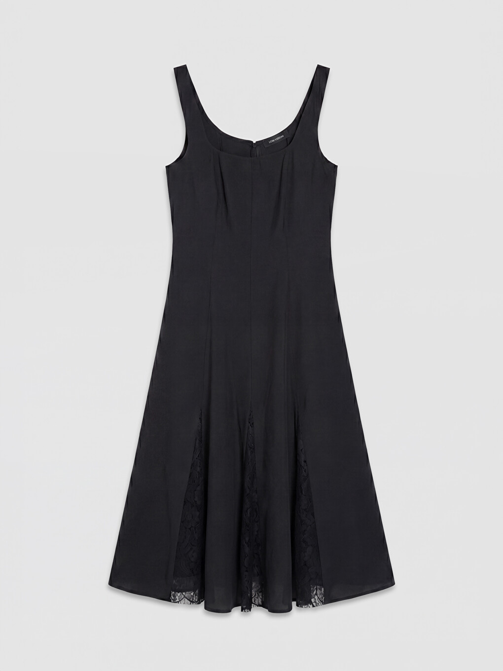 Square Neck Lace Detailed Modal Blend Dress-4