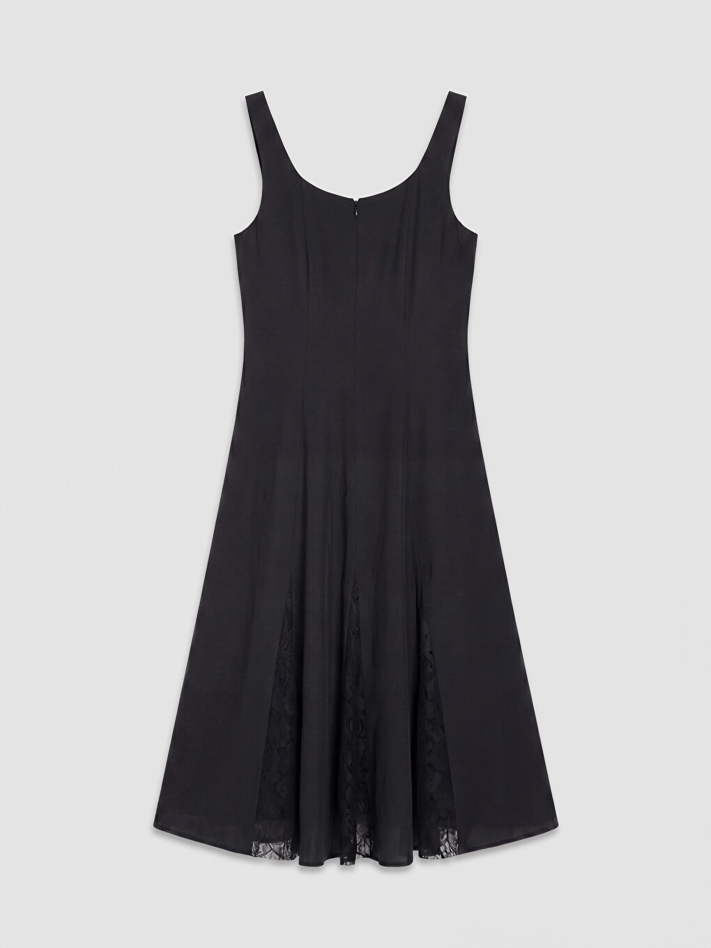 Square Neck Lace Detailed Modal Blend Dress-5