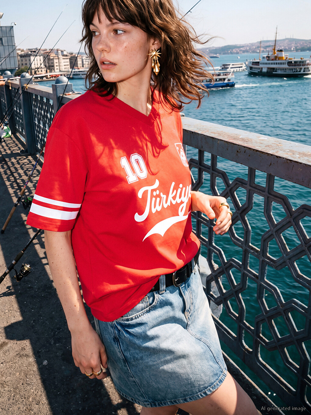 Turkey Printed Oversize Women's T-Shirt