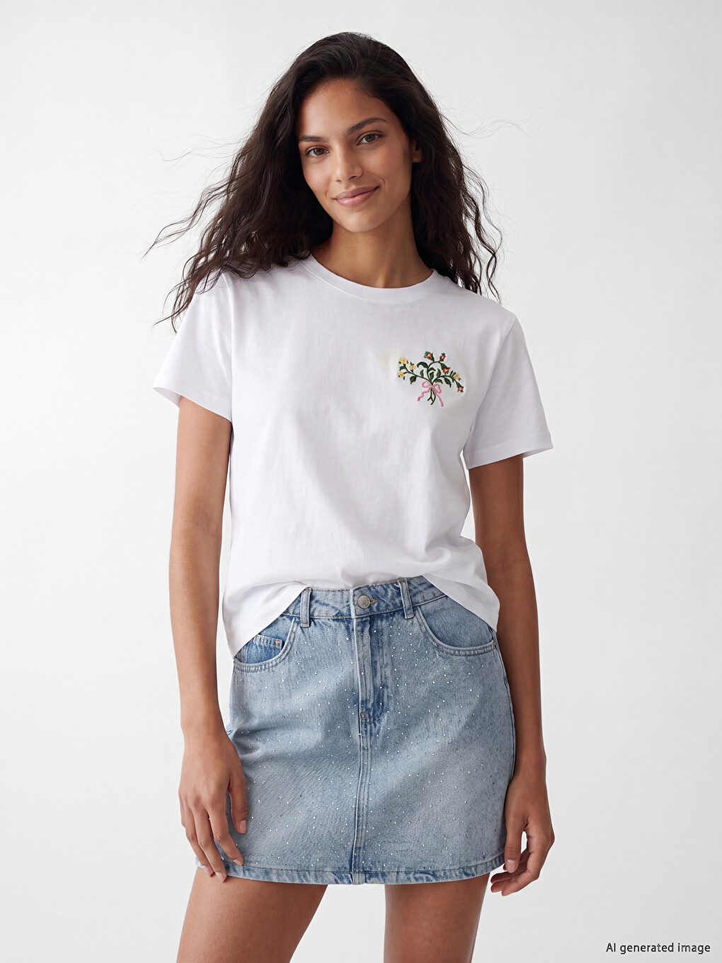 Embroidered 100% Cotton Women's T-Shirt