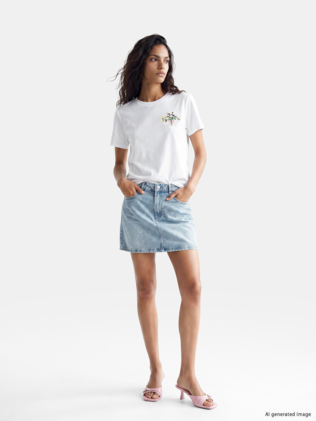 Embroidered 100% Cotton Women's T-Shirt-1