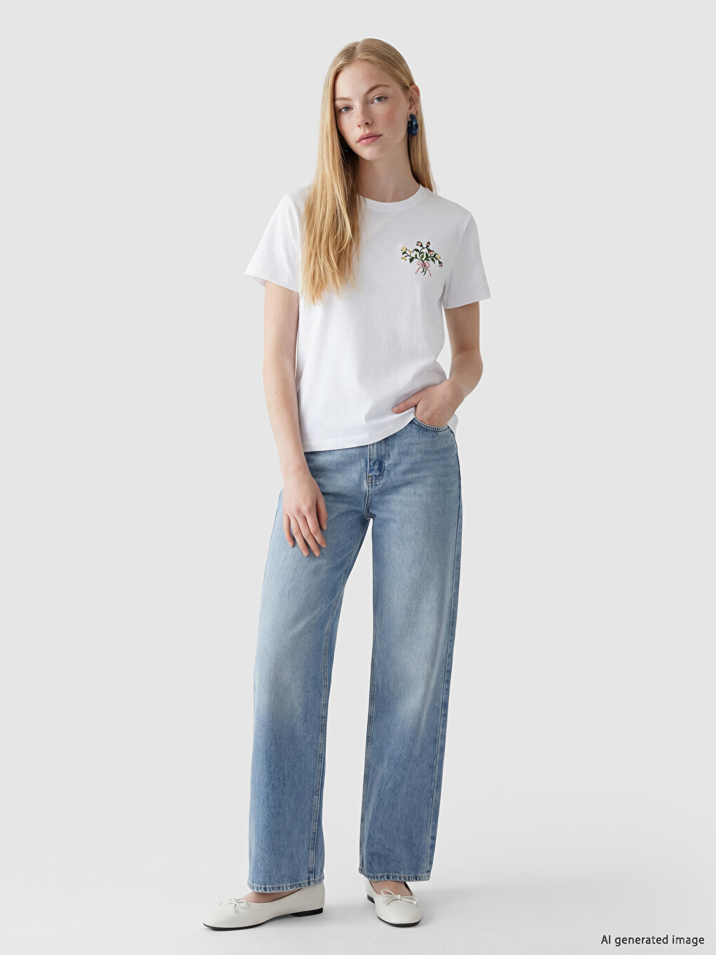 Embroidered 100% Cotton Women's T-shirt-1