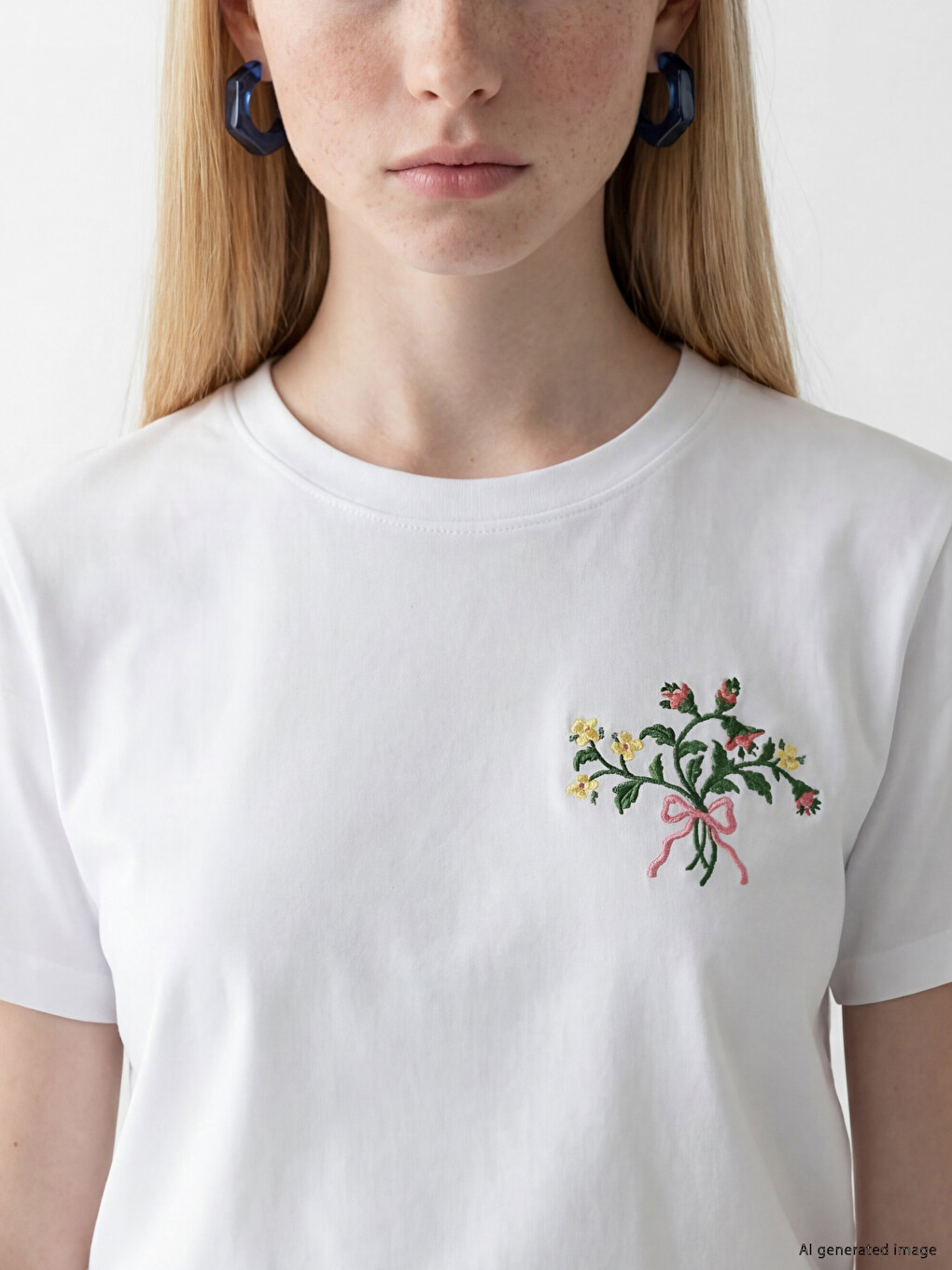 Embroidered 100% Cotton Women's T-shirt-2