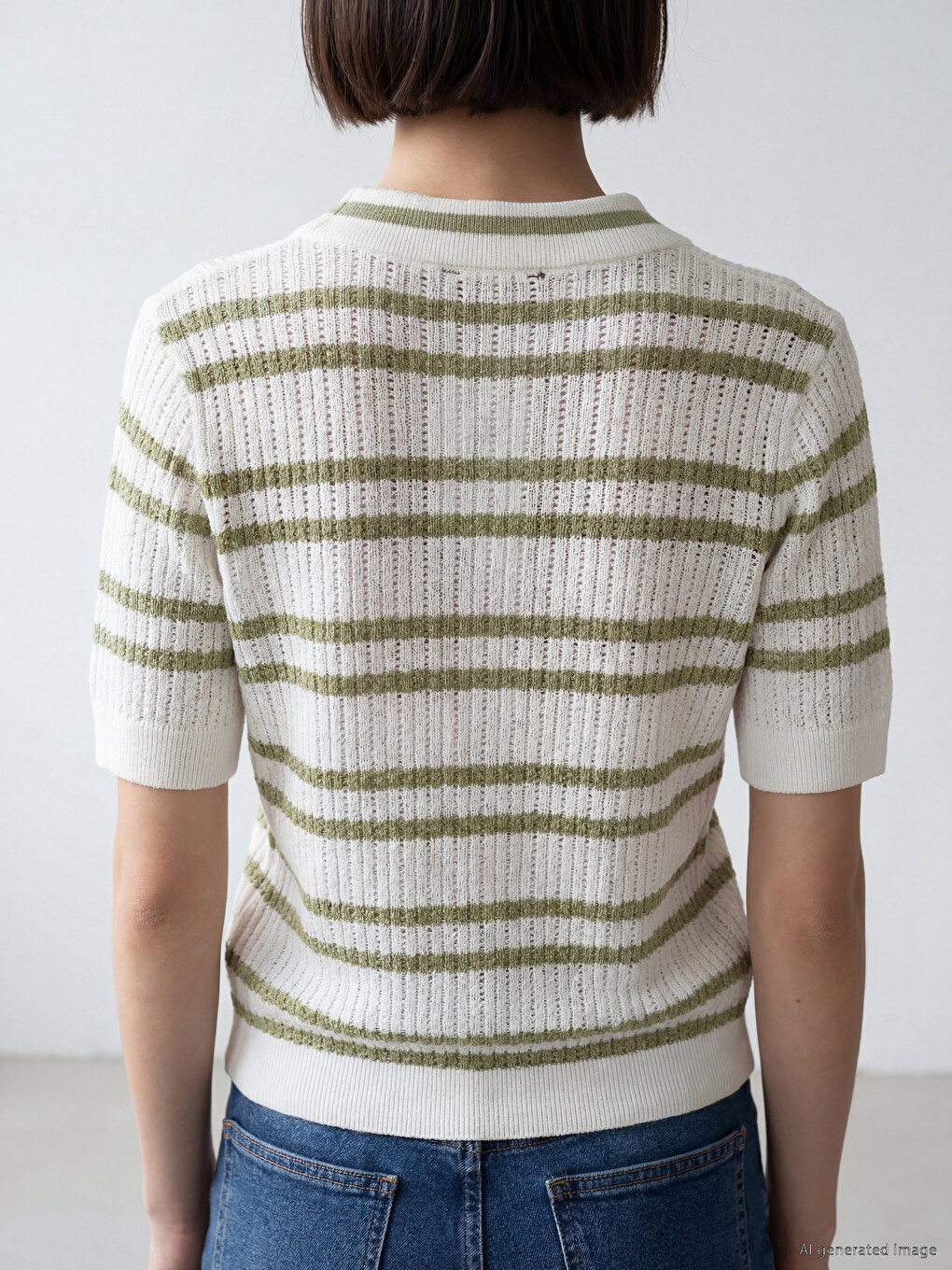 Polo Collar Striped Women's Knitwear Sweater-3