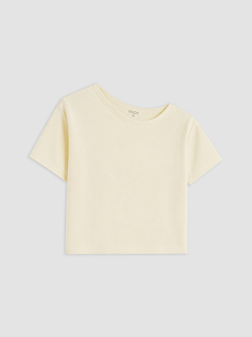 Sarı Kayık Yaka Oversize Soft Touch Kadın Tişört