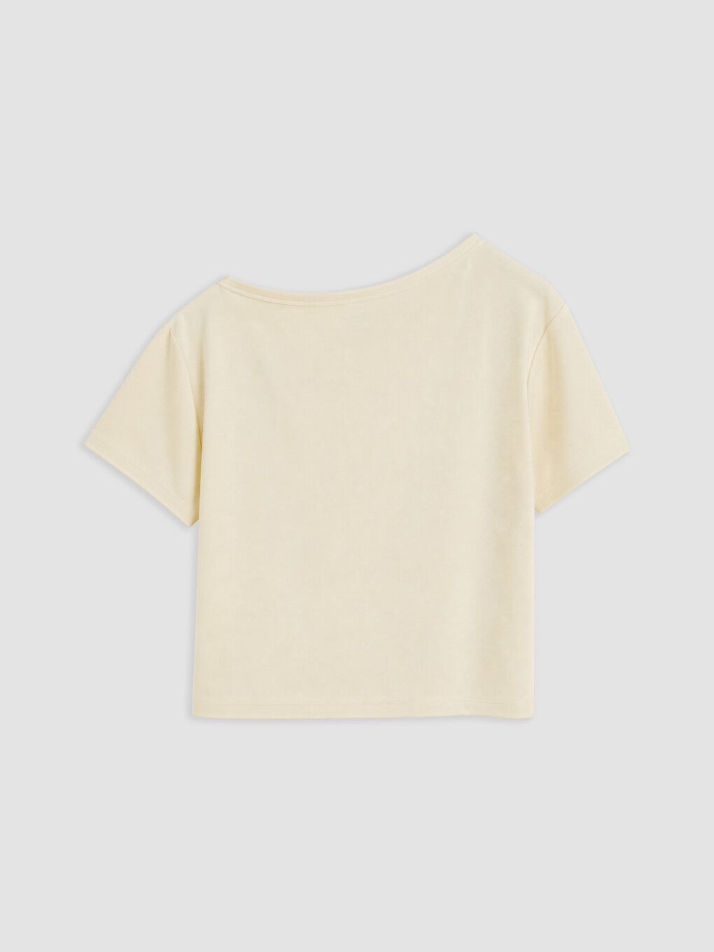 Sarı Kayık Yaka Oversize Soft Touch Kadın Tişört-1