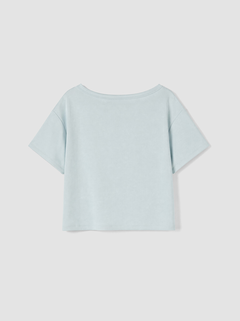 Mavi Kayık Yaka Oversize Soft Touch Kadın Tişört-2