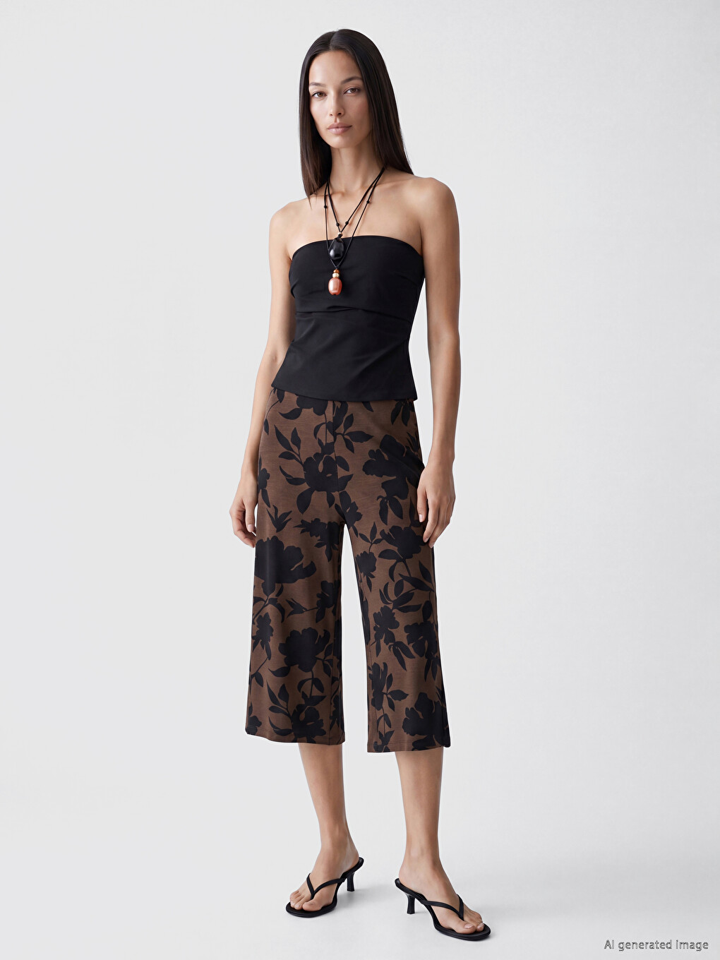 Elastic Waist Patterned Women's Capri