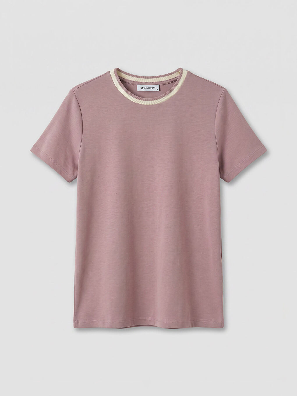 Pembe Bisiklet Yaka Soft Touch Kadın Tişört