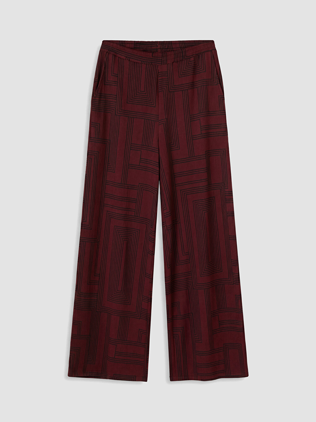 Elastic Waist Geometric Patterned Women's Trousers-4