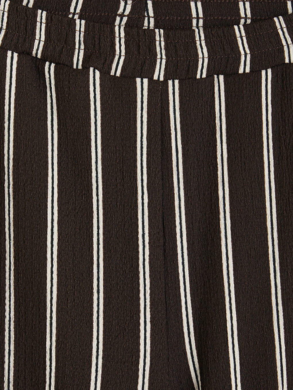 Kahverengi Beli Lastikli Çizgili Kadın Pantolon-2