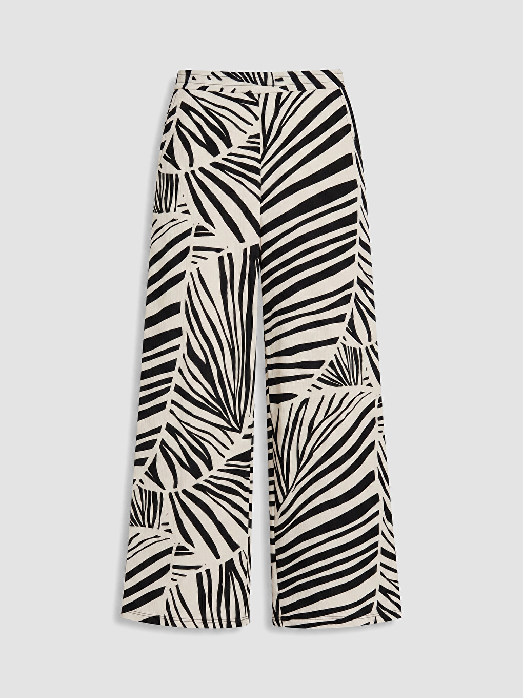 Gri Beli Lastikli Zebra Desenli Kadın Pantolon