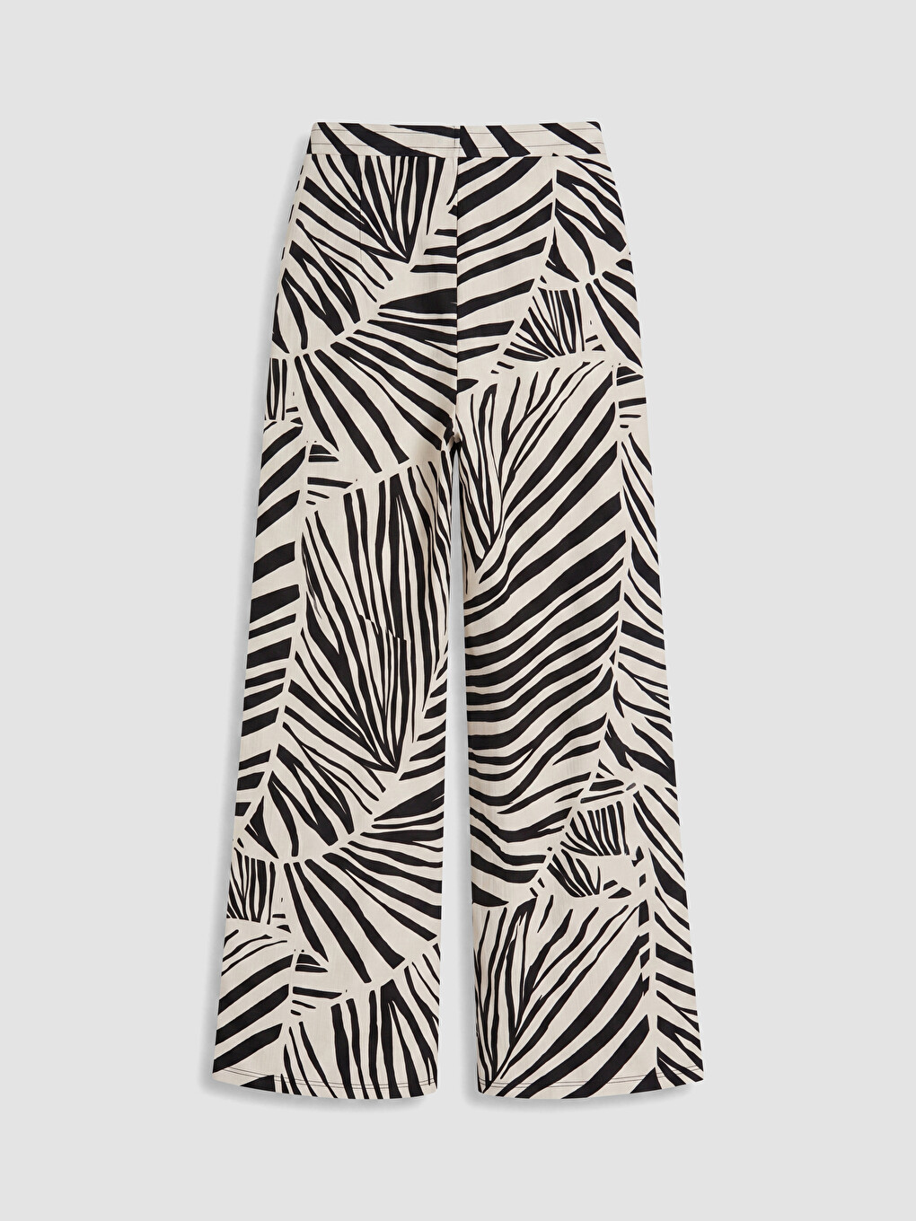 Gri Beli Lastikli Zebra Desenli Kadın Pantolon-2