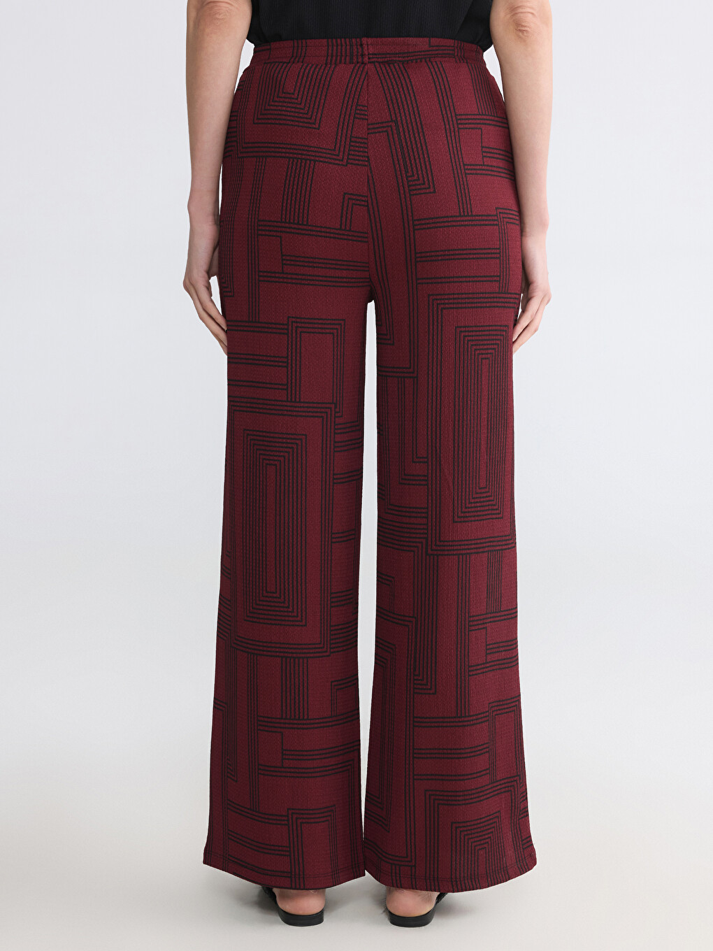 Elastic Waist Geometric Patterned Women's Trousers-3