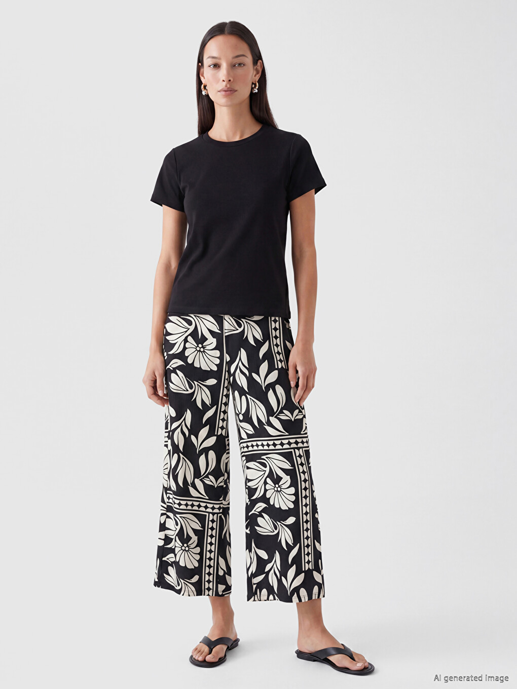 Elastic Waist Patterned Women's Trousers
