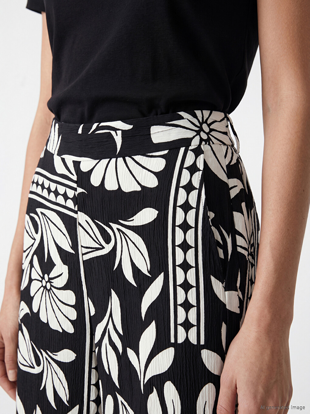Elastic Waist Patterned Women's Trousers-2